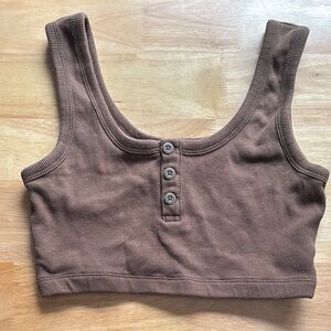 Cotton on chocolate brown crop tank top